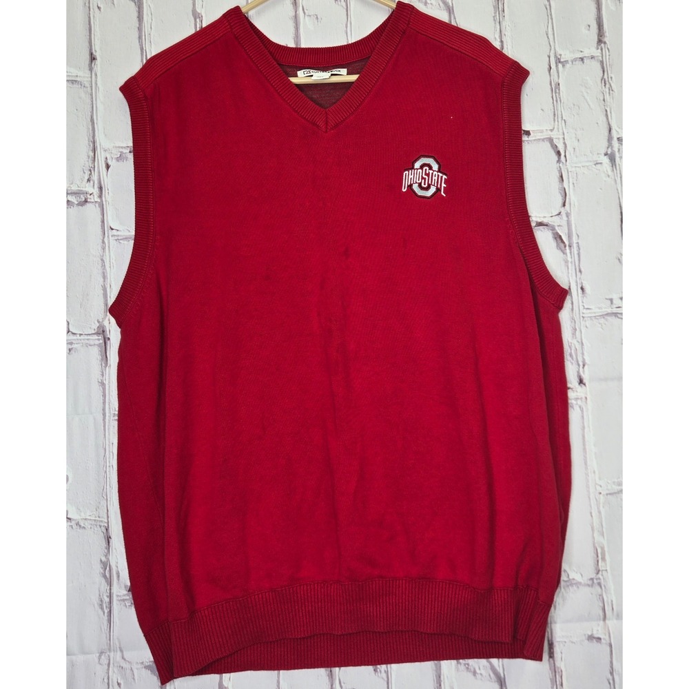 Cutter & Buck Sweater Vest Red Ohio State Buckeyes NCAA Mens XL